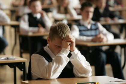 stressed student studying