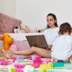parent working from home with child