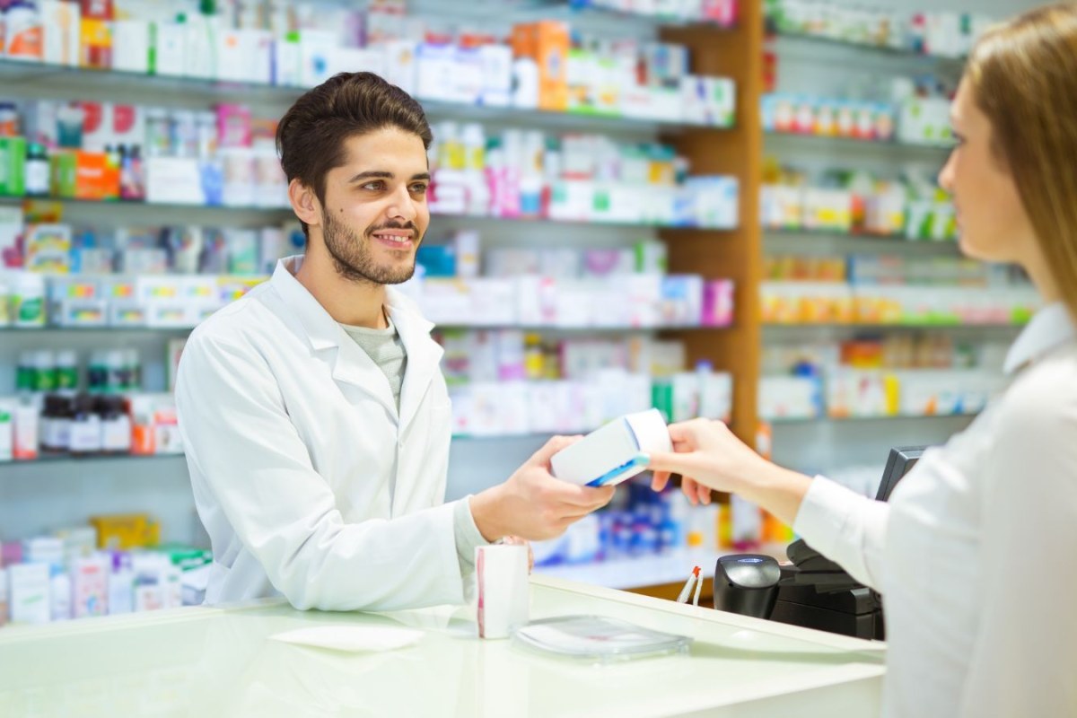 pharmacy medicine shelves