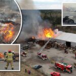 factory fire firefighters