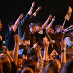 Budapest election celebration crowd