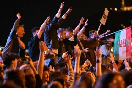 Budapest election celebration crowd