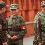 Ukrainian soldiers meeting