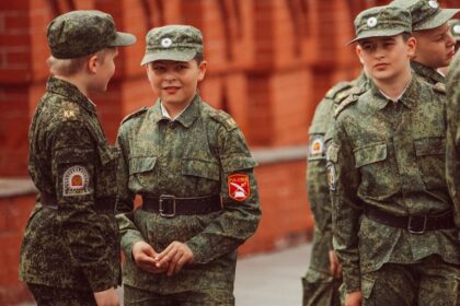 Ukrainian soldiers meeting