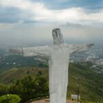 destroyed Christ statue
