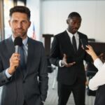 press conference businessman
