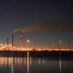 power plant at night