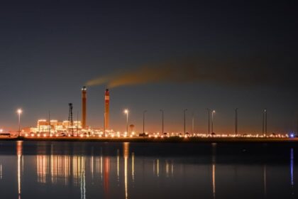 power plant at night