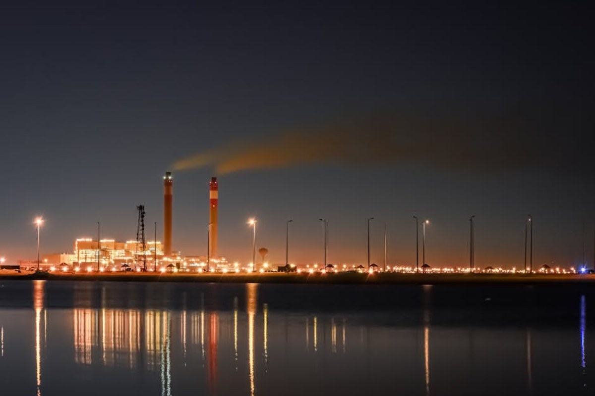 power plant at night