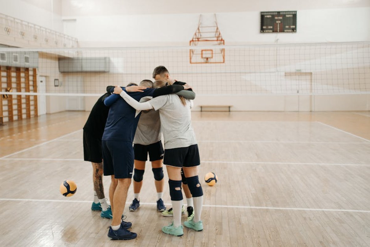 volleyball team celebration