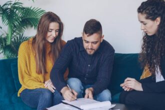 couple discussing contract