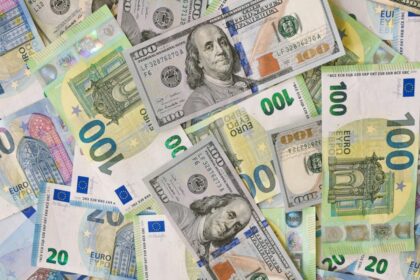 dollar and euro banknotes