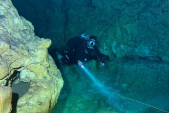 underwater cave diving