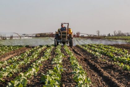 Polish farmer tractor field