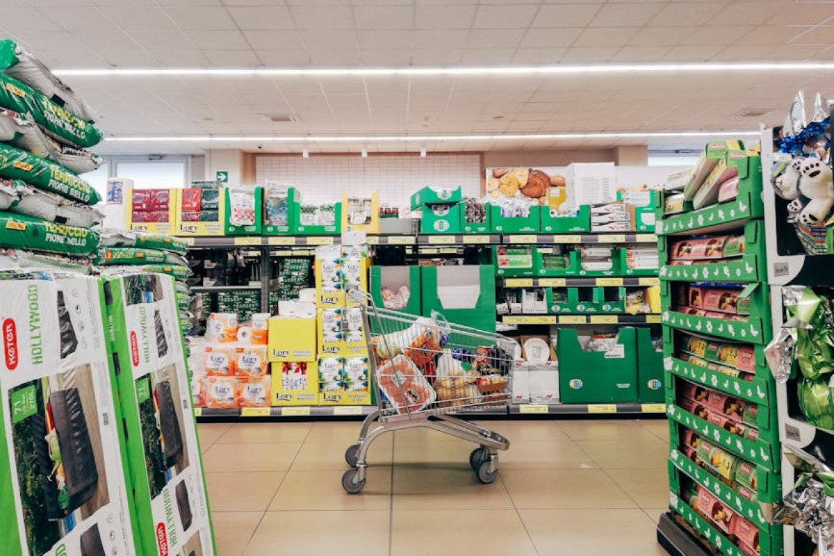 supermarket shelves