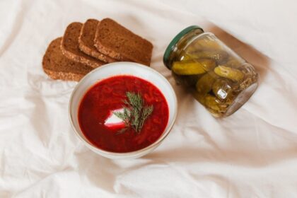 Cold beet soup with cucumber