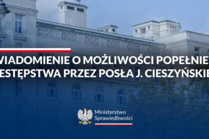 Ministerstwo Sprawiedliwości: poseł Cieszyński miał wynieść dokumenty z resortu