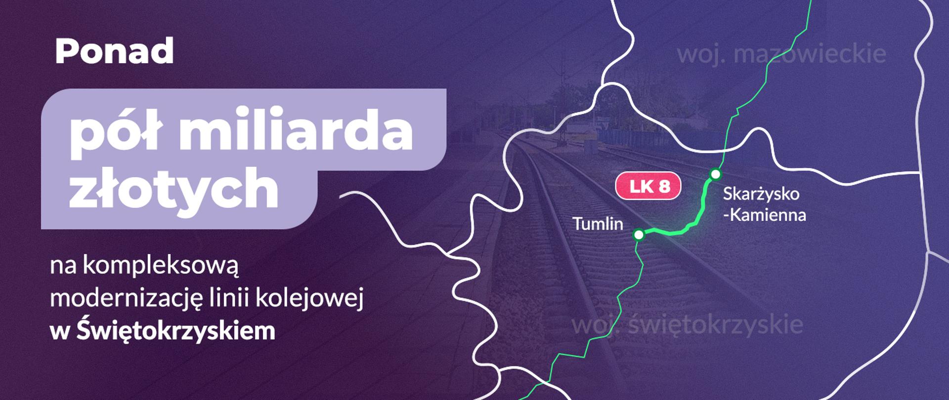 Ponad 935 mln zł na modernizację linii kolejowej nr 8 w Świętokrzyskiem