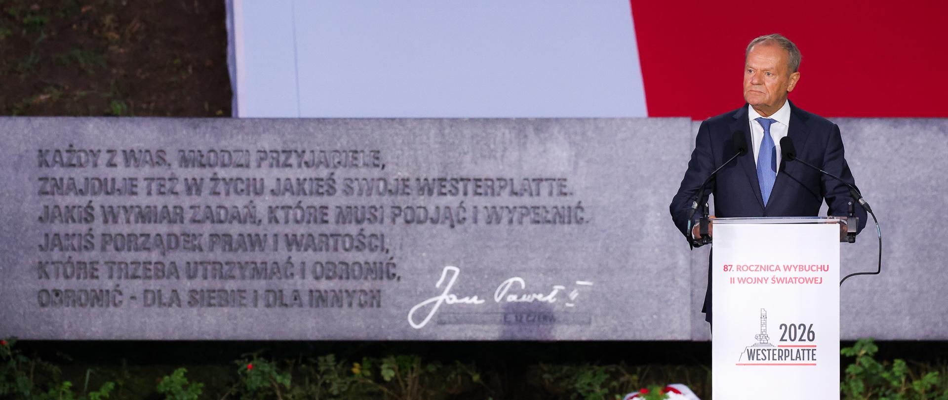 Premier Tusk na Westerplatte: Nie możemy zostawić Ukrainy samotnie